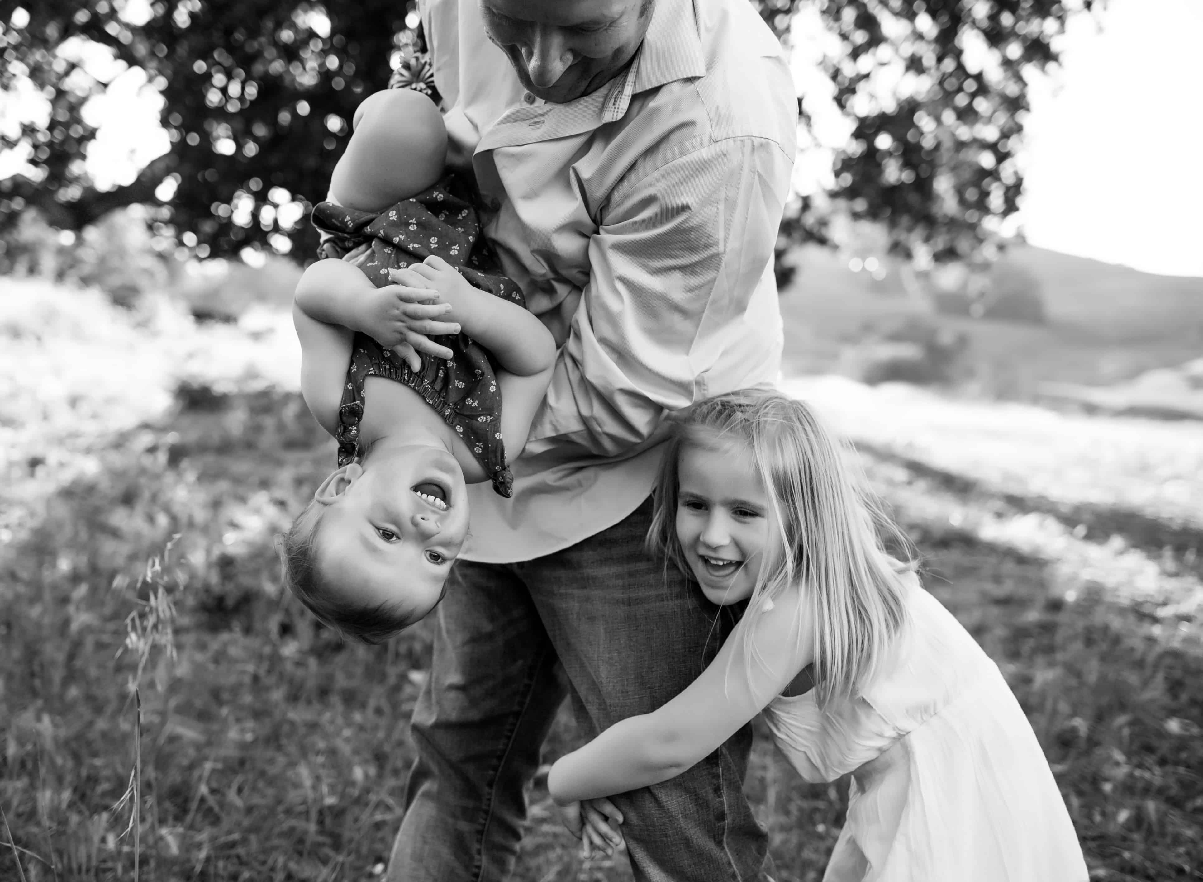 black-and-white family photo